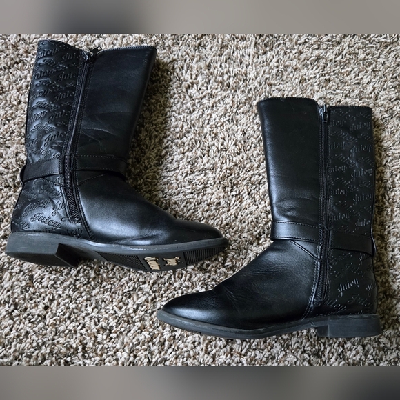 Juicy Couture Signature Logo Black Boots Kids Girls 1M - Picture 3 of 7